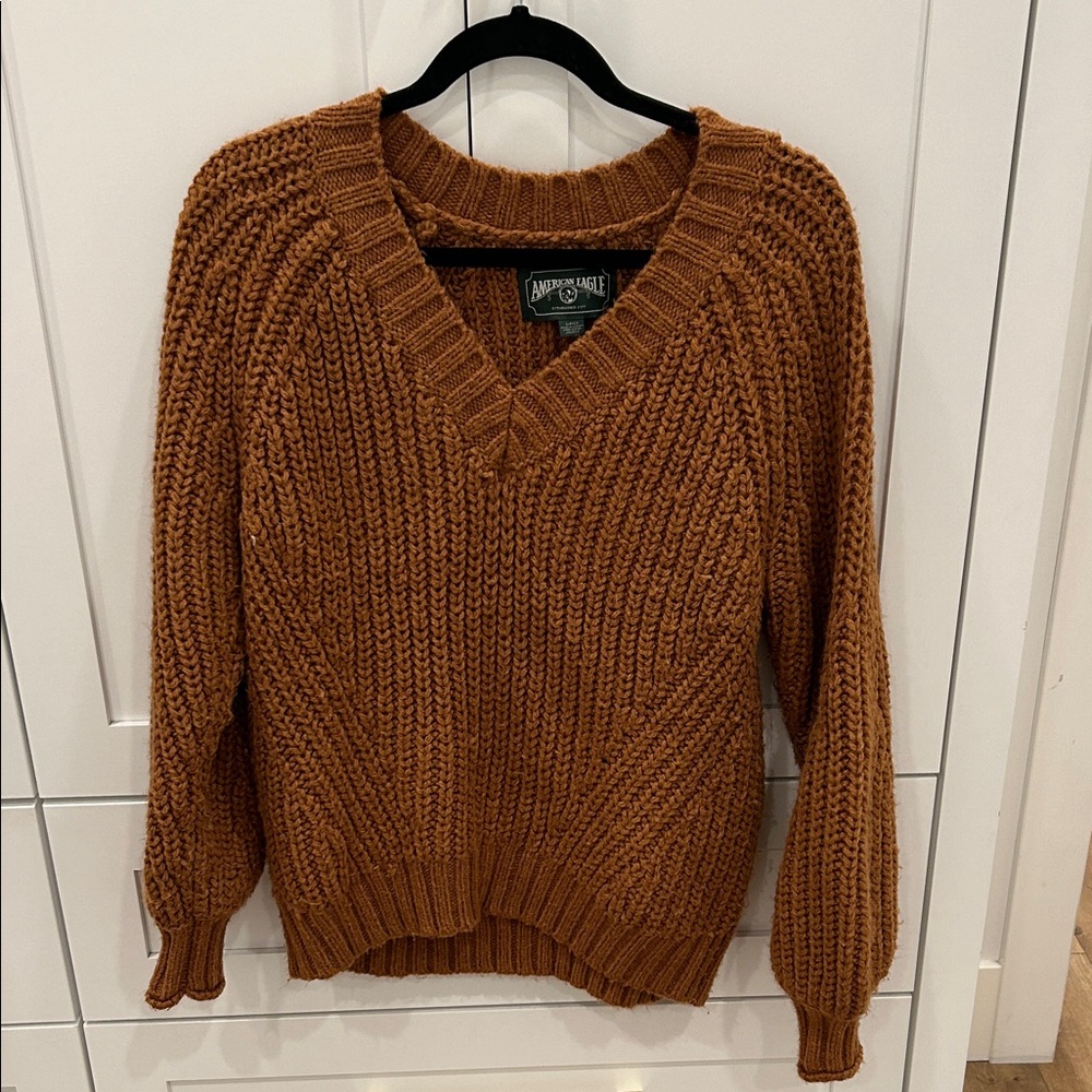 American Eagle Outfitters Brown V-Neck Sweater